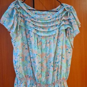 Max studio chiffon crepe pleated dress